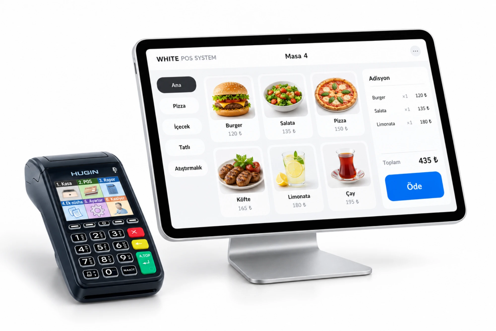 Tablet ve tuşlu Hugin yazar kasa POS